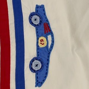 Pottery Barn Kids Crib Skirt Embroidered Race Cars